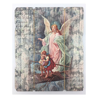 Vintage Hanging Saint Plaque - Guardian Angel