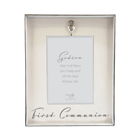 Silver Communion Photo Frame Cup Motif - Godson