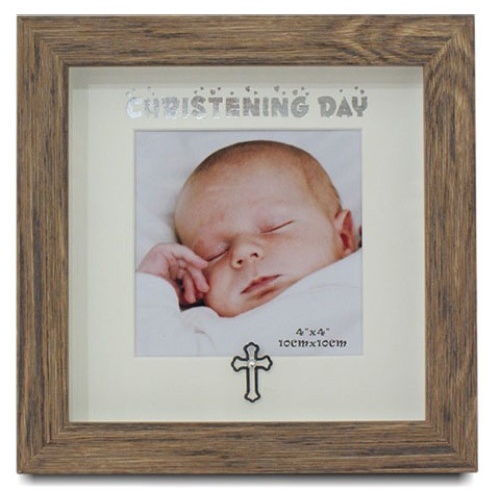 Christening Day Photo Frame - Timber Look