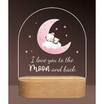 Night Light LED - Moon and Back Pink
