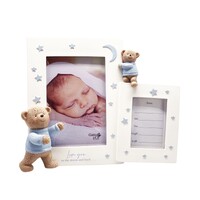 Moon And Back Blue Bear - Double Frame