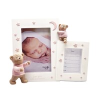 Moon And Back Pink Bear - Double Frame