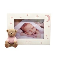 Moon And Back Pink Bear - Photo Frame