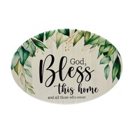 Home Warmer Ceramic Oval Plaque - God Bless This Home