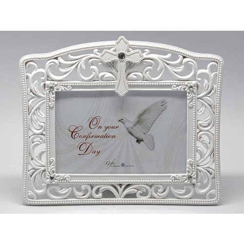 Filgree Confirmation Photo Frame - White