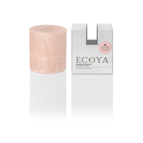 Ecoya Small Coloured Pillar Candle - Sweet Pea & Jasmine