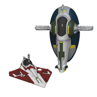 2022 Hallmark Keepsake Ornament - Star Wars: Attack of the Clones Jango Fett and Obi-Wan Kenobi's Starfighter Mini Set of 2