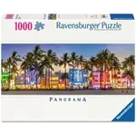Ravensburger Puzzle 1000pc Panorama - Night Glow on Ocean Drive