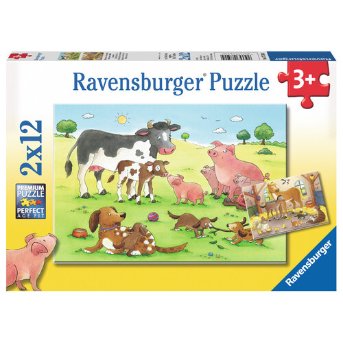 Ravensburger Puzzle 2 x 12pc - Happy Animal Families