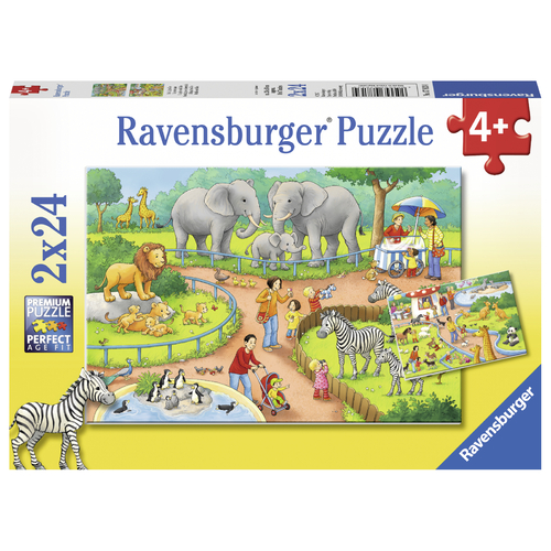 Ravensburger Puzzle 2 x 24pc - A Day at the Zoo