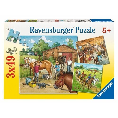 Ravensburger Puzzle 3 x 49pc - A Day with Horses