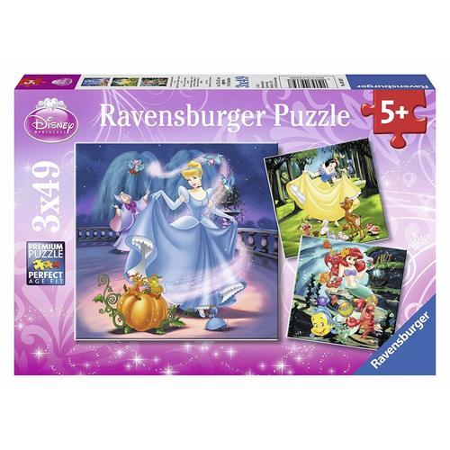 Ravensburger Puzzle 3 x 49pc - Disney Princess - Snow White, Cinderella and Ariel