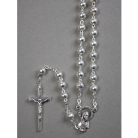 Rosary Beads Silver Plated Metal 5mm