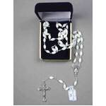 Rosary Beads - Genuine Mother of Pearl Silver Crucifix