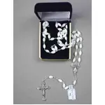 Rosary Beads - Genuine Mother of Pearl Silver Crucifix