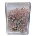 Rosary Beads - Glass Aurora Borealis Pink