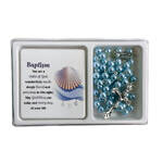 Rosary and Plaque Set - Baptism Blue