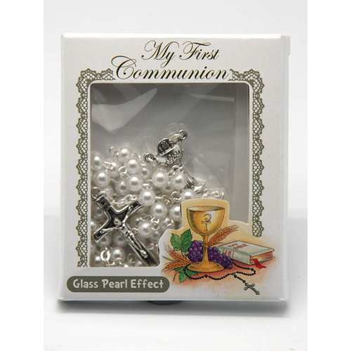 First Communion Rosary - White