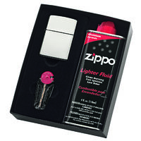 Zippo Gift Set - Lighter and Fluid - High Polished Chrome