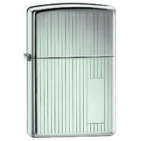 Zippo Lighter - Engine Turned Stripes High Polished Chrome