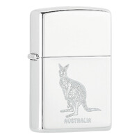 Zippo Lighter - Australian Kangaroo High Polish Chrome