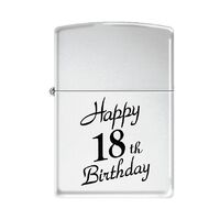 Zippo Lighter - Happy 18th High Polished Chrome