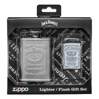 Zippo Gift Set - Jack Daniel's Lighter and Flask Street Chrome