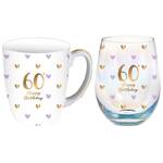 Sweet Heart Mug & Stemless Glass Set - 60th