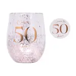 Splosh Celebration - 50th Glitter Stemless Glass & Badge Set