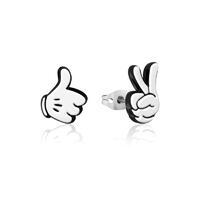 Disney Couture Kingdom Stainless Steel - Mickey Mouse Mix Match Glove - Enamel Stud Earrings