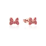 Disney Couture Kingdom Precious Metal - Minnie Mouse - Bow Red CZ Crystal Stud Earrings Rose Gold