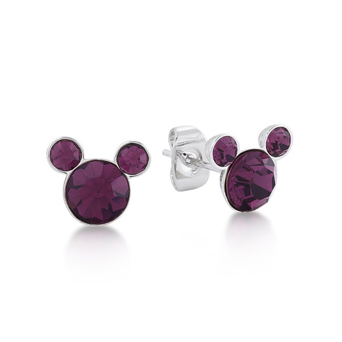 Disney Couture Kingdom - Mickey Birthstone Earrings - February Amethyst