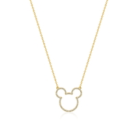 Disney Couture Kingdom Precious Metal - Mickey Mouse - Crystal Outline Necklace Yellow Gold