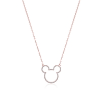 Disney Couture Kingdom Precious Metal - Mickey Mouse - Crystal Outline Necklace Rose Gold