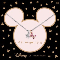 Disney X Short Story Necklace Mickey Gloves & Bow - Diamante Silver