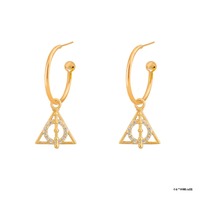 Harry Potter x Short Story Earrings - Diamante Deathly Hallows - Gold