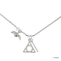 Harry Potter x Short Story Necklace - Deathly Hallows - Silver