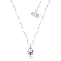 Disney Couture Kingdom Precious Metal - Star Wars - Mandalorian Helmet Crystal Necklace Silver