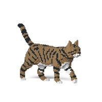 Jekca Animals - Tabby Cat Brown Walking 28cm