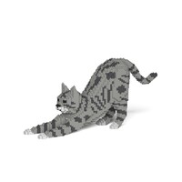 Jekca Animals - Tabby Cat Grey Stretching 20cm