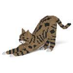 Jekca Animals - Tabby Cat Brown Stretching 20cm