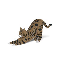 Jekca Animals - Tabby Cat Brown Stretching 20cm