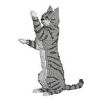 Jekca Animals - Tabby Cat Grey Standing 39cm