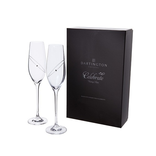 Dartington Crystal 25th Anniversary Celebration Toasting Flute Pair - Clear