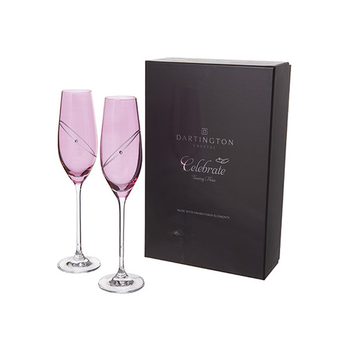 Dartington Crystal 40th Anniversary Celebration Toasting Flute Pair - Ruby