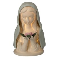 Porcelain Blue Madonna Statue with LED Light & Timer