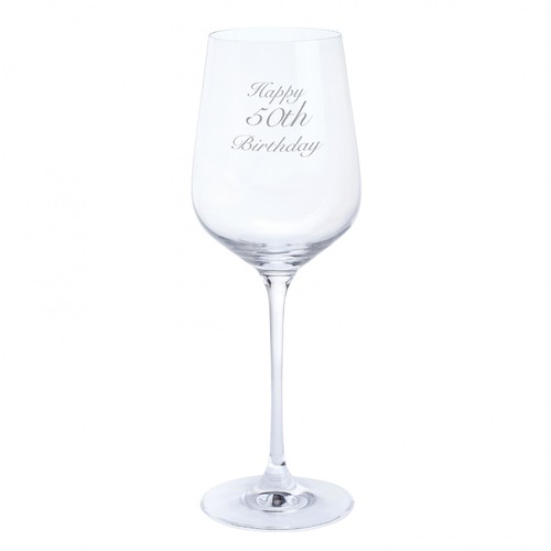 Dartington Crystal Happy 50th Birthday Wine Glass