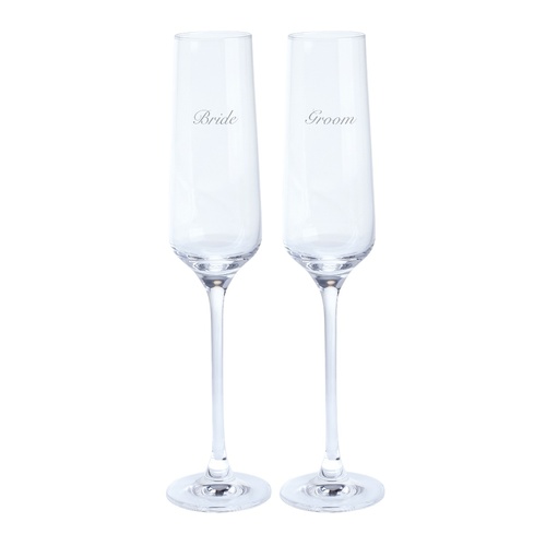 Dartington Crystal Bride & Groom Flute Pair