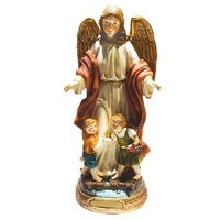 Guardian Angel with Children - 20cm Resin Statue