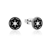 Disney Couture Kingdom - Star Wars - Galactic Empire Stud Earrings White Gold with Black Enamel
